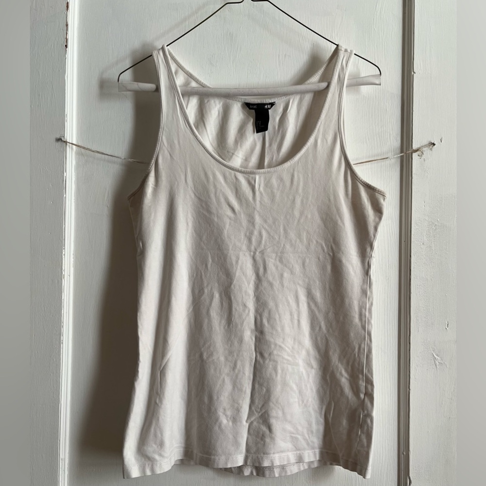 H&M Basics White Tank Top, Sized M